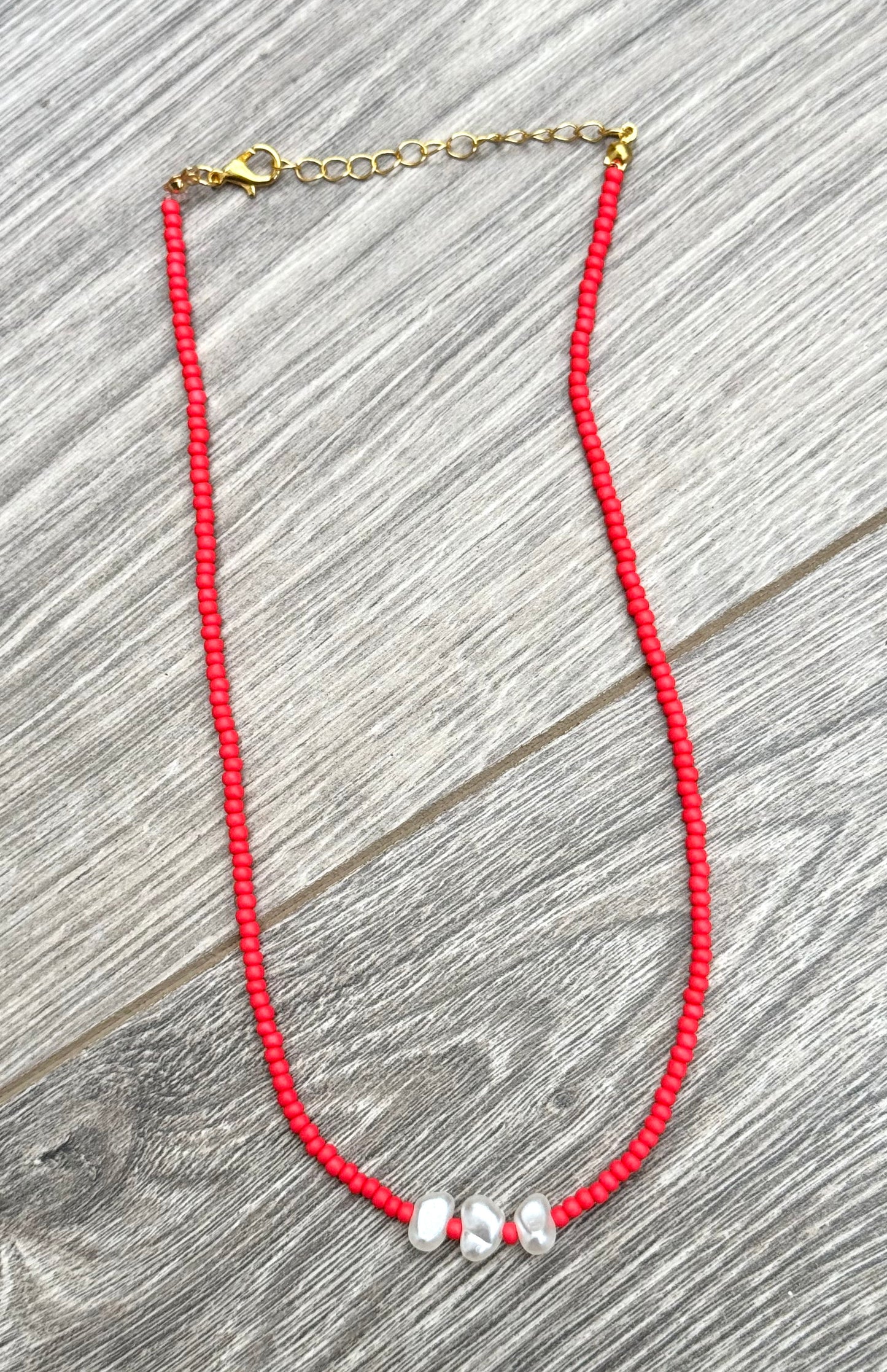 Red Vegan Pearl Necklace