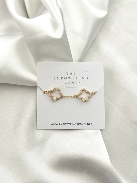 Gold Cubic Zirconia Clover Bracelet
