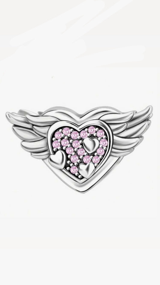 925 Angel Heart Charm