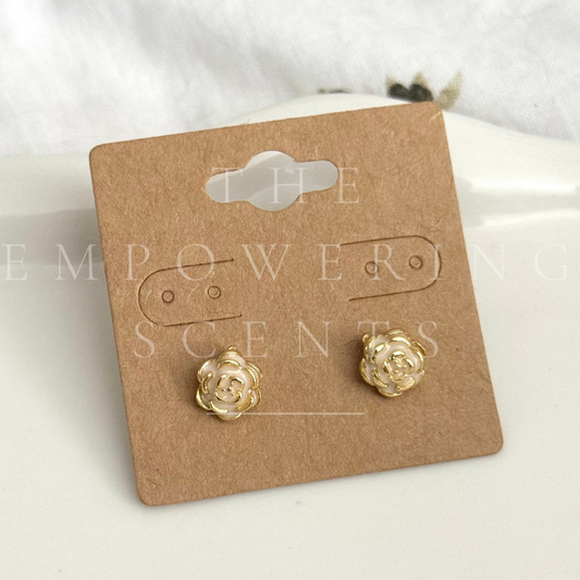 18k Camellia Flower Stud Earrings