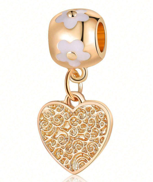 Gold Diamanté Heart Charm