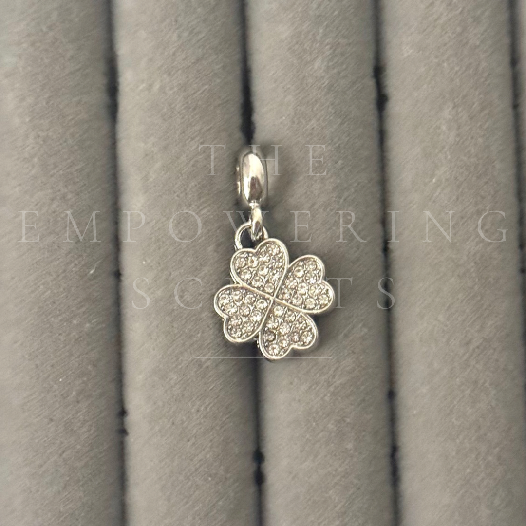 Silver Diamanté Clover Charm