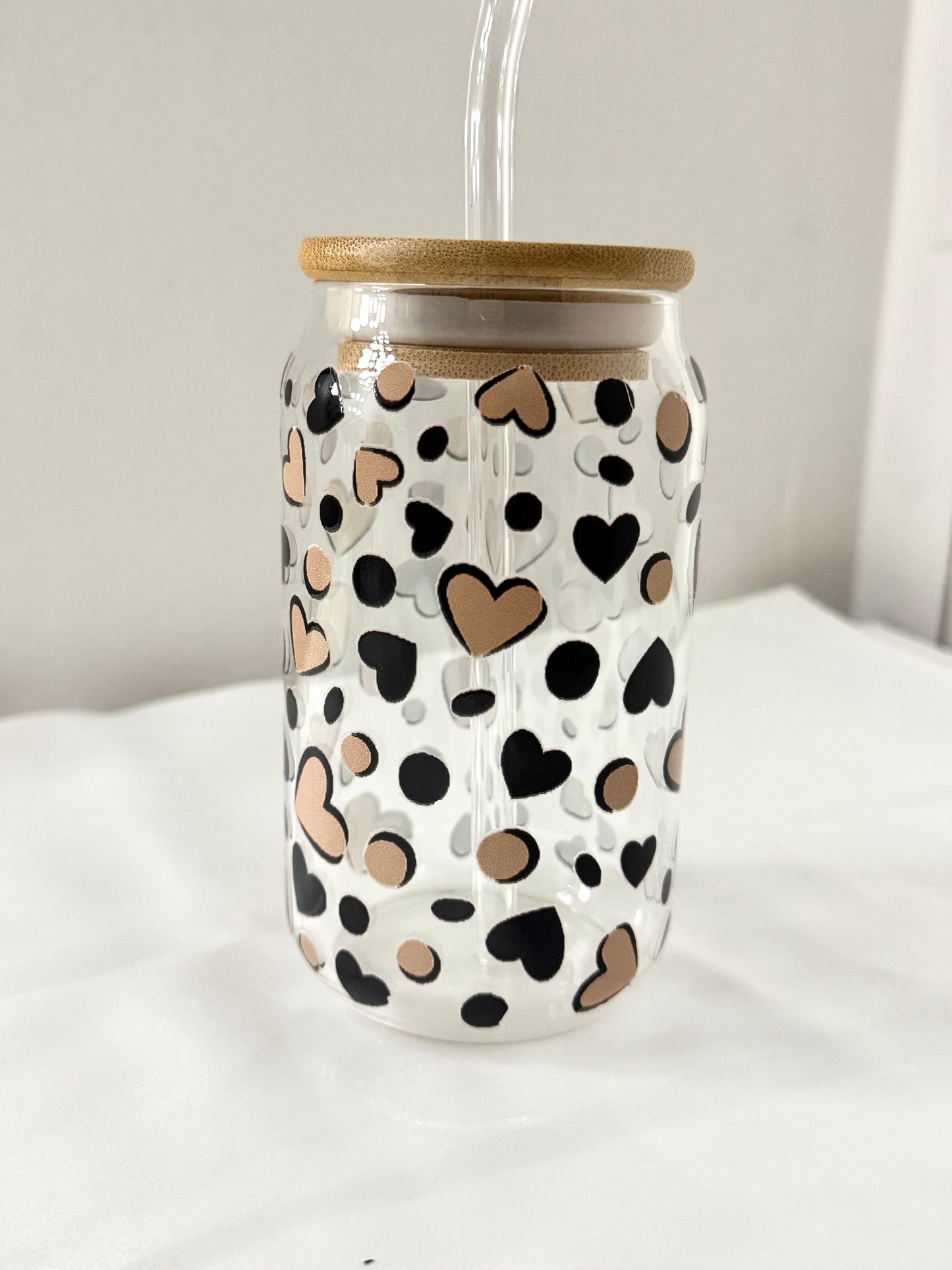 Leopard print heart cup