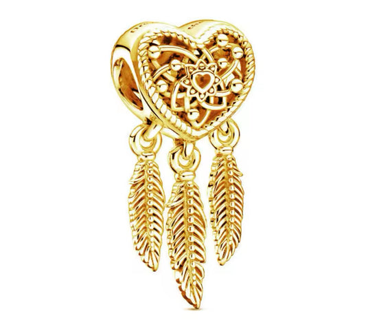 925 Gold Dreamcatcher Charm