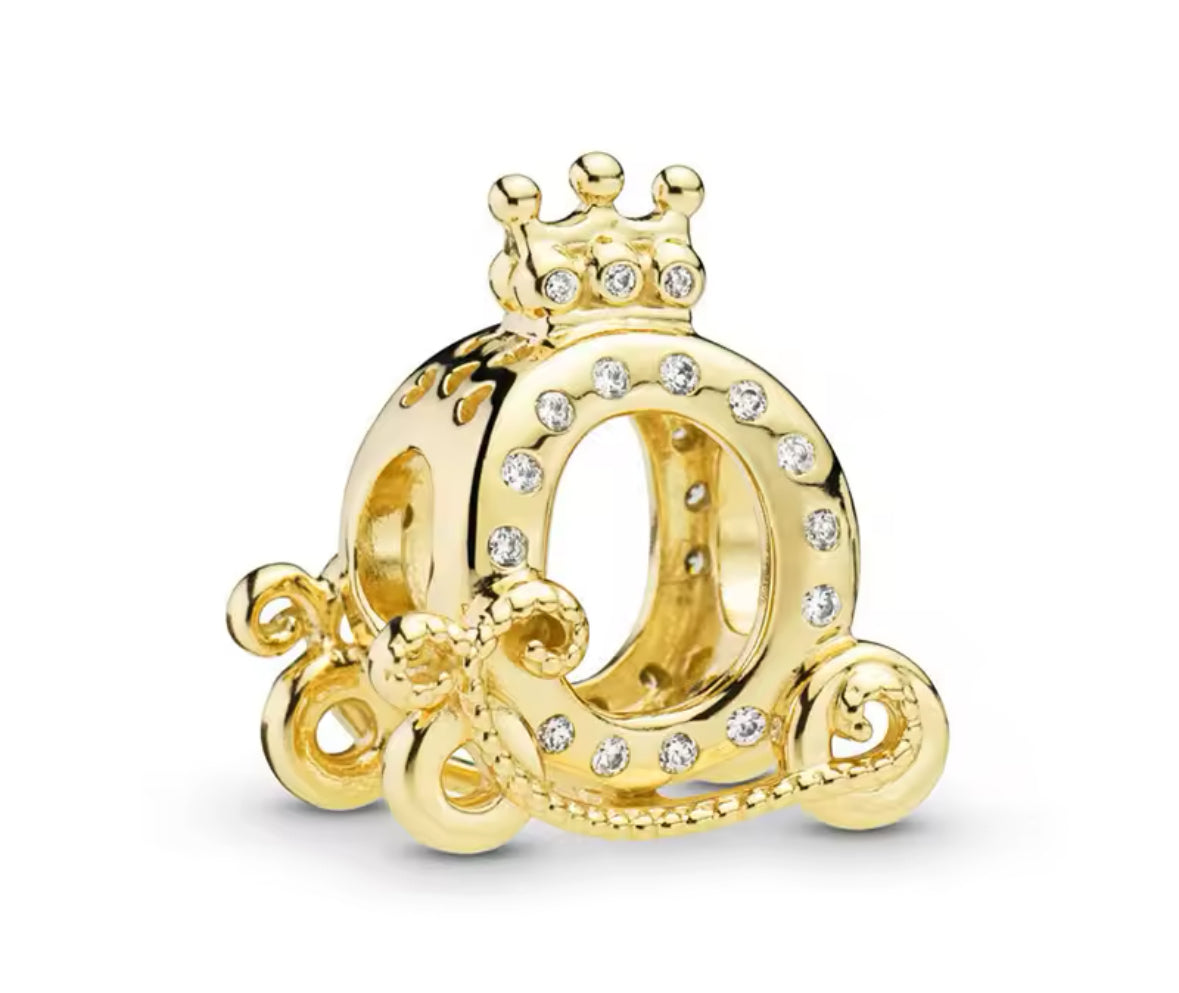 925 Gold Carriage Charm