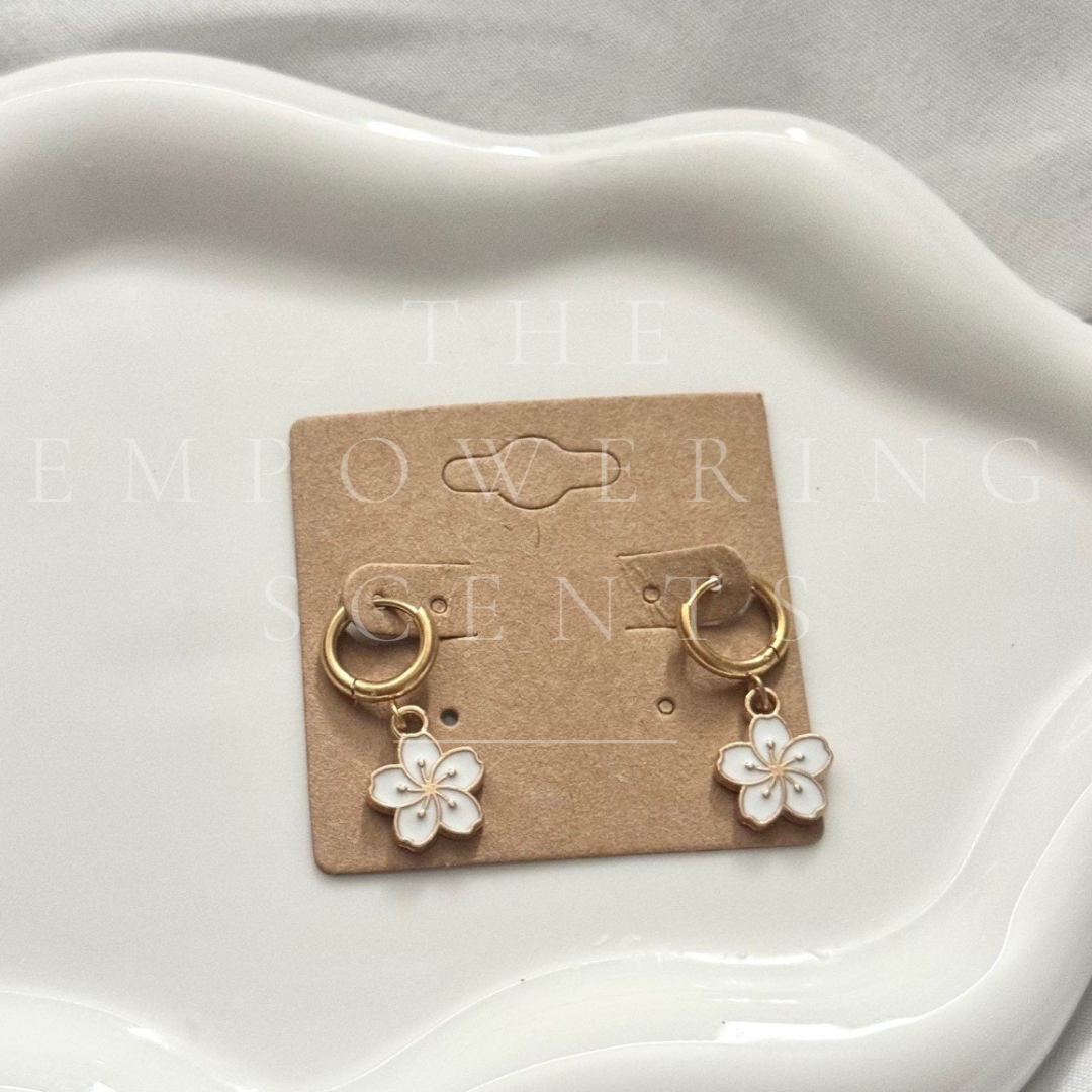 Hibiscus Flower Huggie Earrings
