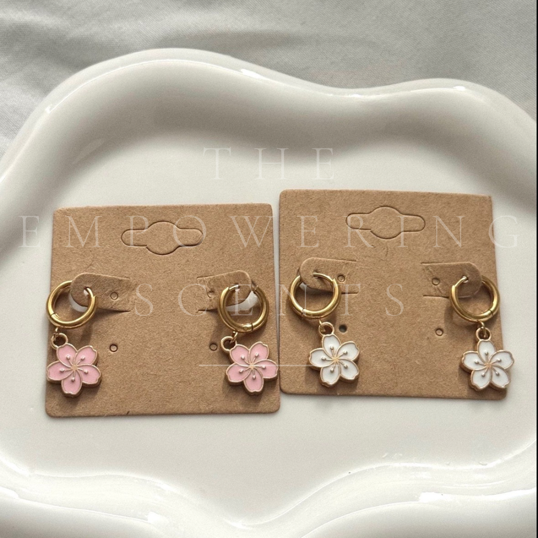 Hibiscus Flower Huggie Earrings