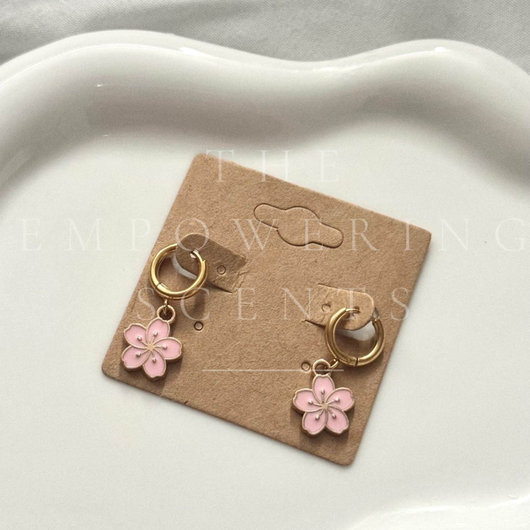 Hibiscus Flower Huggie Earrings