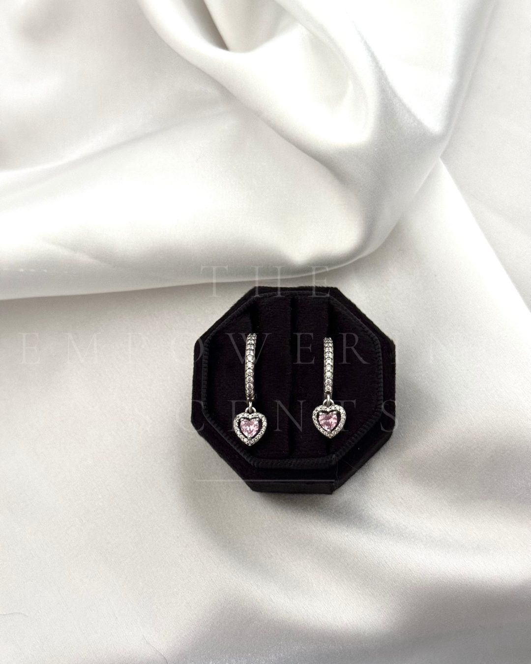 925 Sterling Silver Pink Gem Earrings