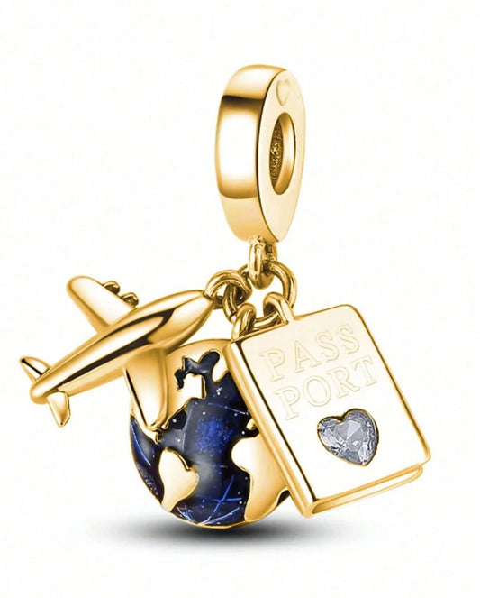 925 Gold Travel Charm