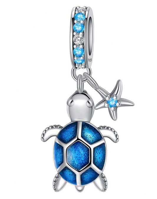 925 Blue Turtle Charm