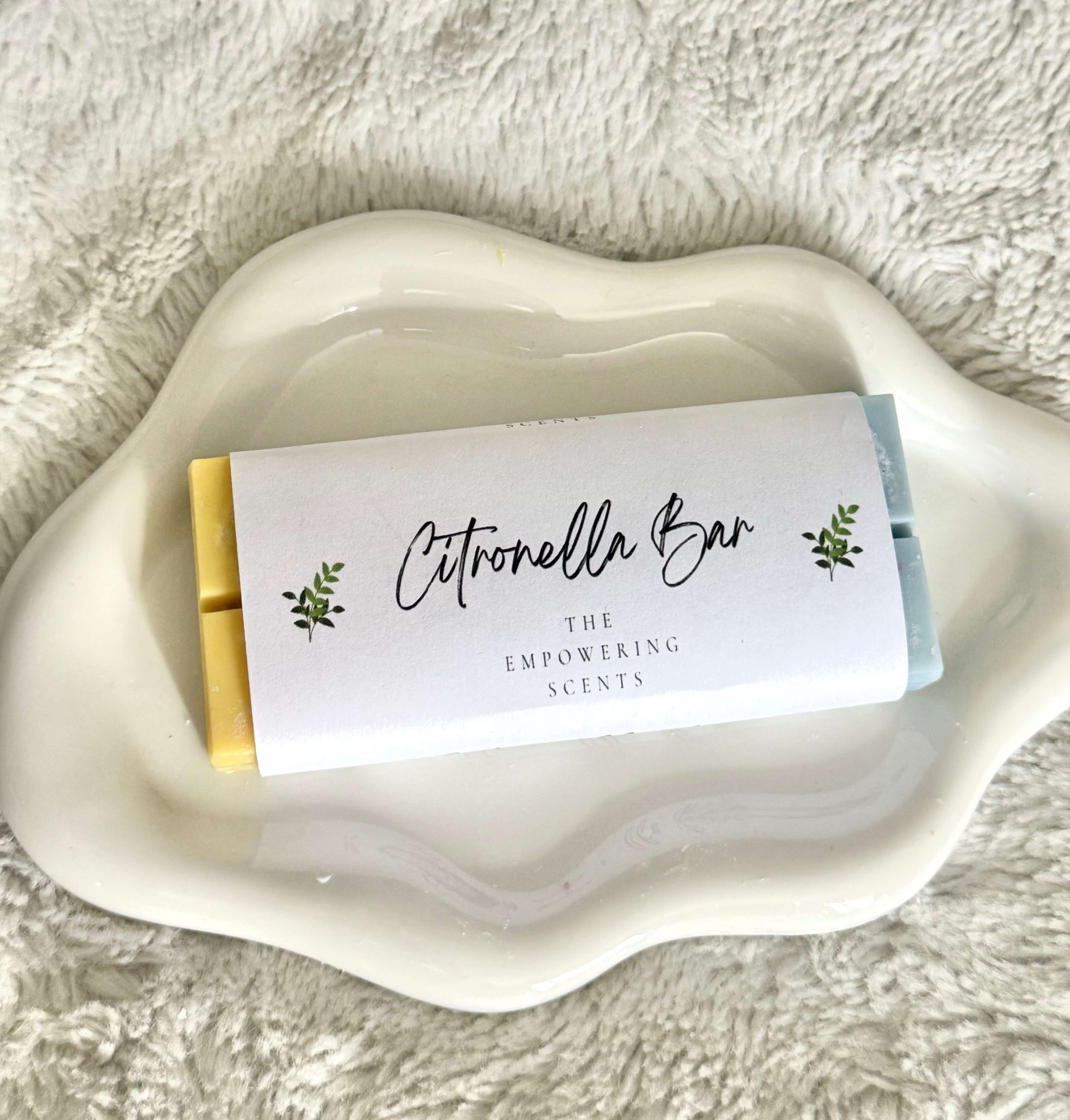 An insect repelling essential oil wax melt bar by The Empowering Scents